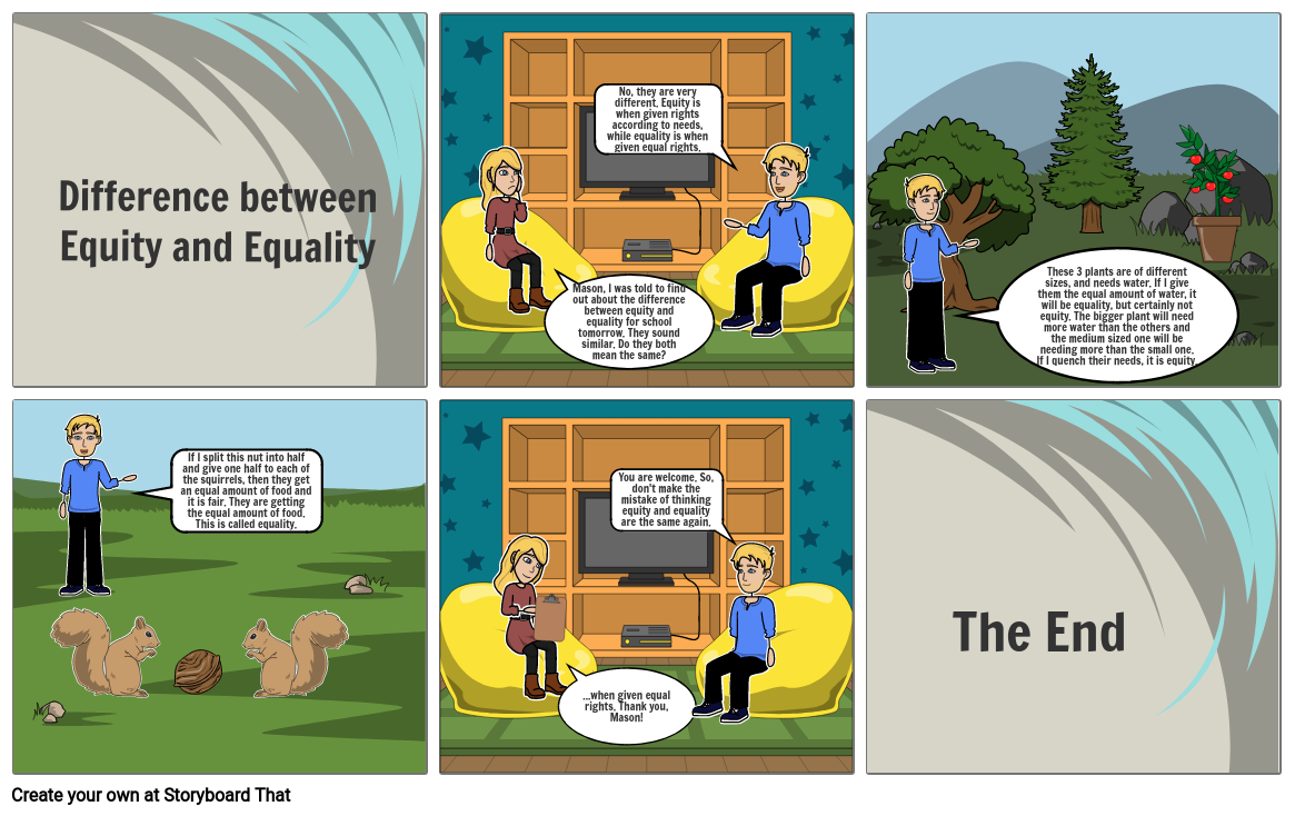 Difference between Equity and Equality Storyboard