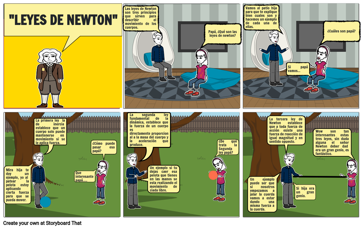 Comic de las leyes de Newton
