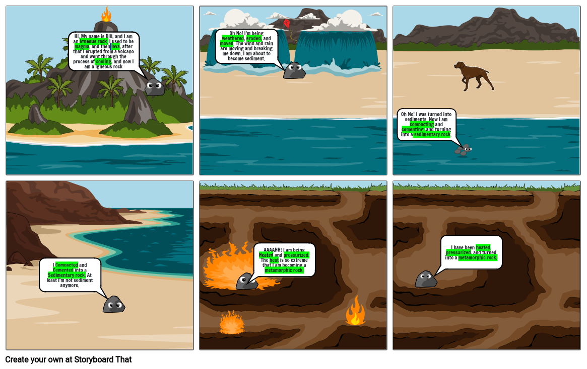 Rock Cycle storyboard