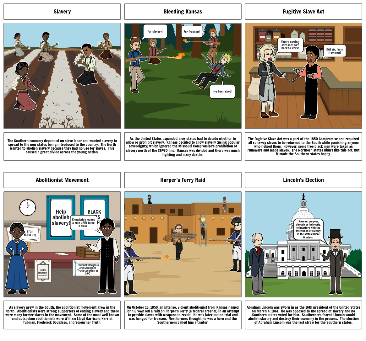 Causes Of The Civil War Storyboard By 343961c6