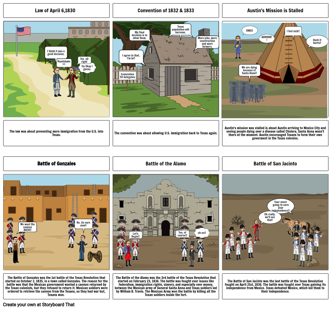 Road to Texas Revolution - Jennifer Jaimes Storyboard