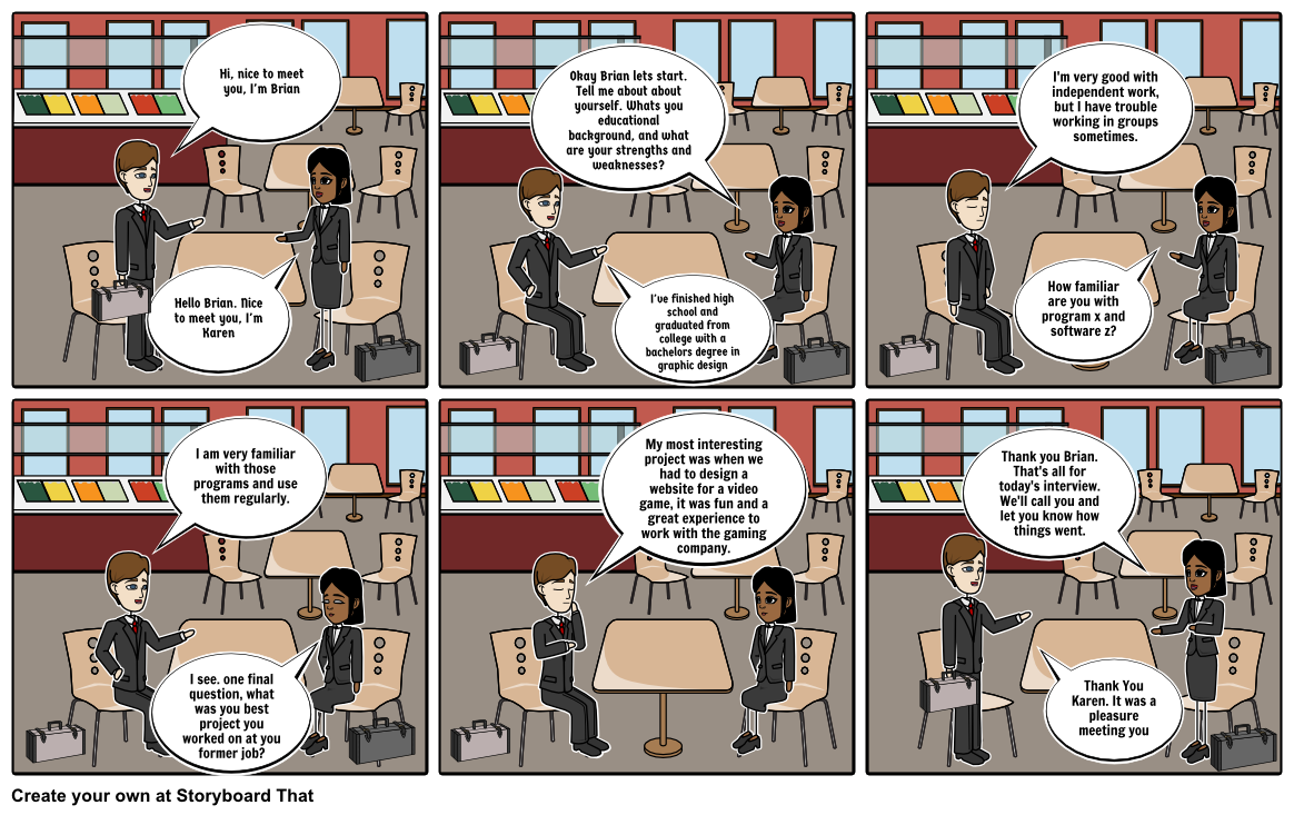First Interview Storyboard Storyboard by 36b21f5178398