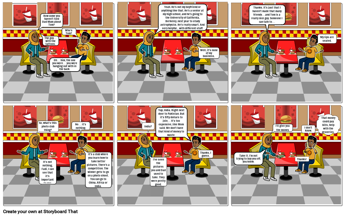 2E Literature : Comic Strip to illustrate the relationship between Fadi and his