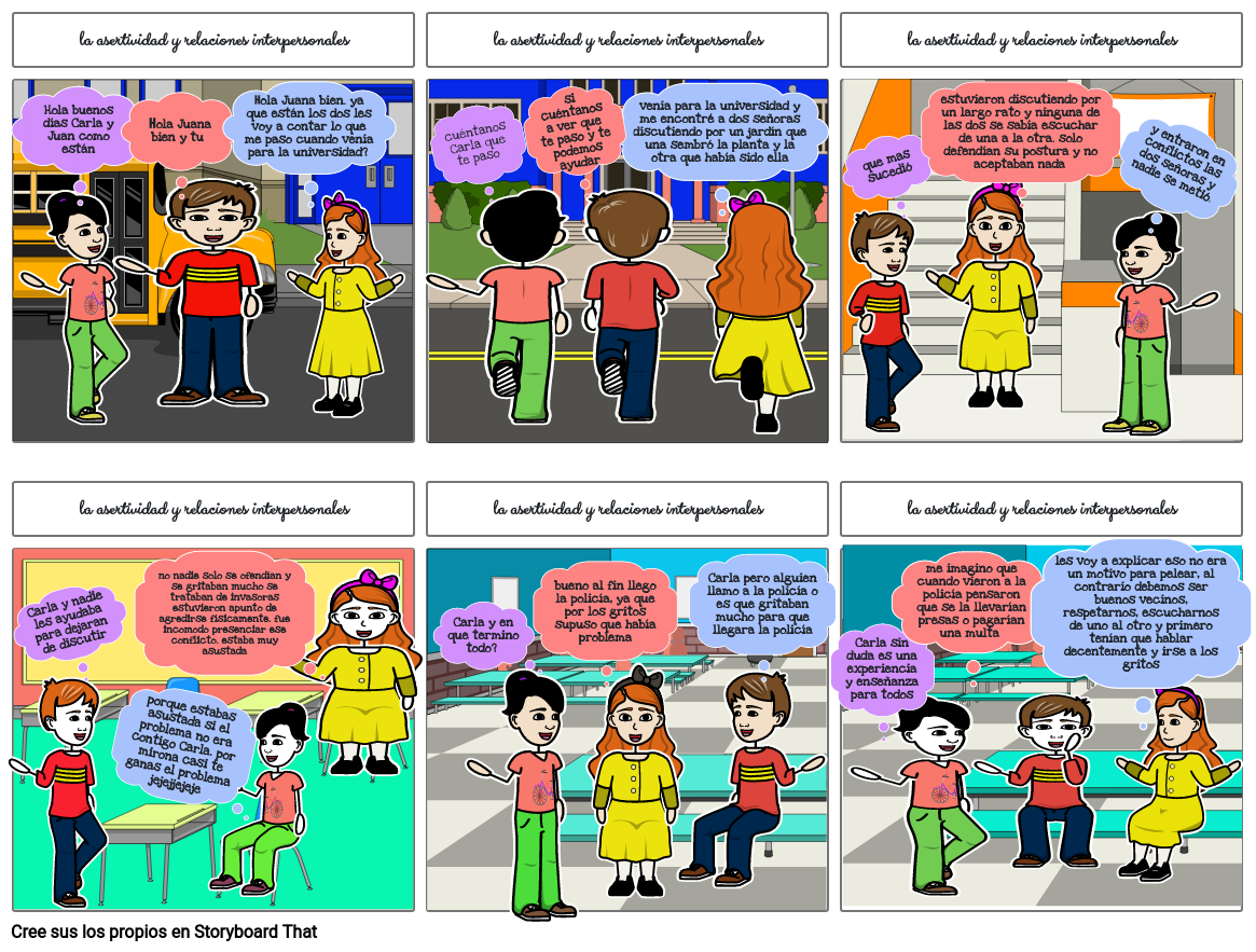 La asertividad y relaciones interpersonales Storyboard