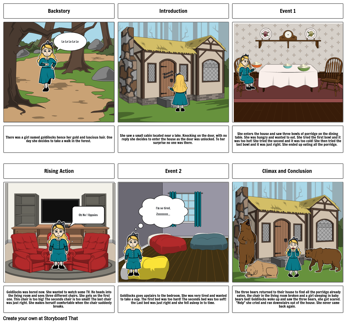 Goldilocks and the three Bears - English Work StoryBoard Maya H.