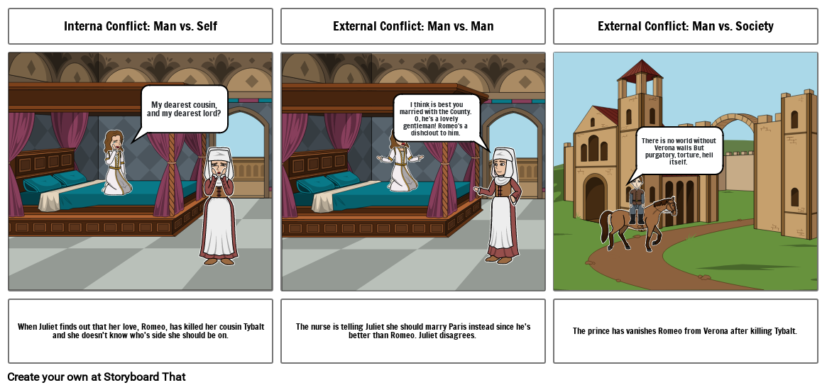 Romeo and Juliet Conflicts Storyboard by 376392da