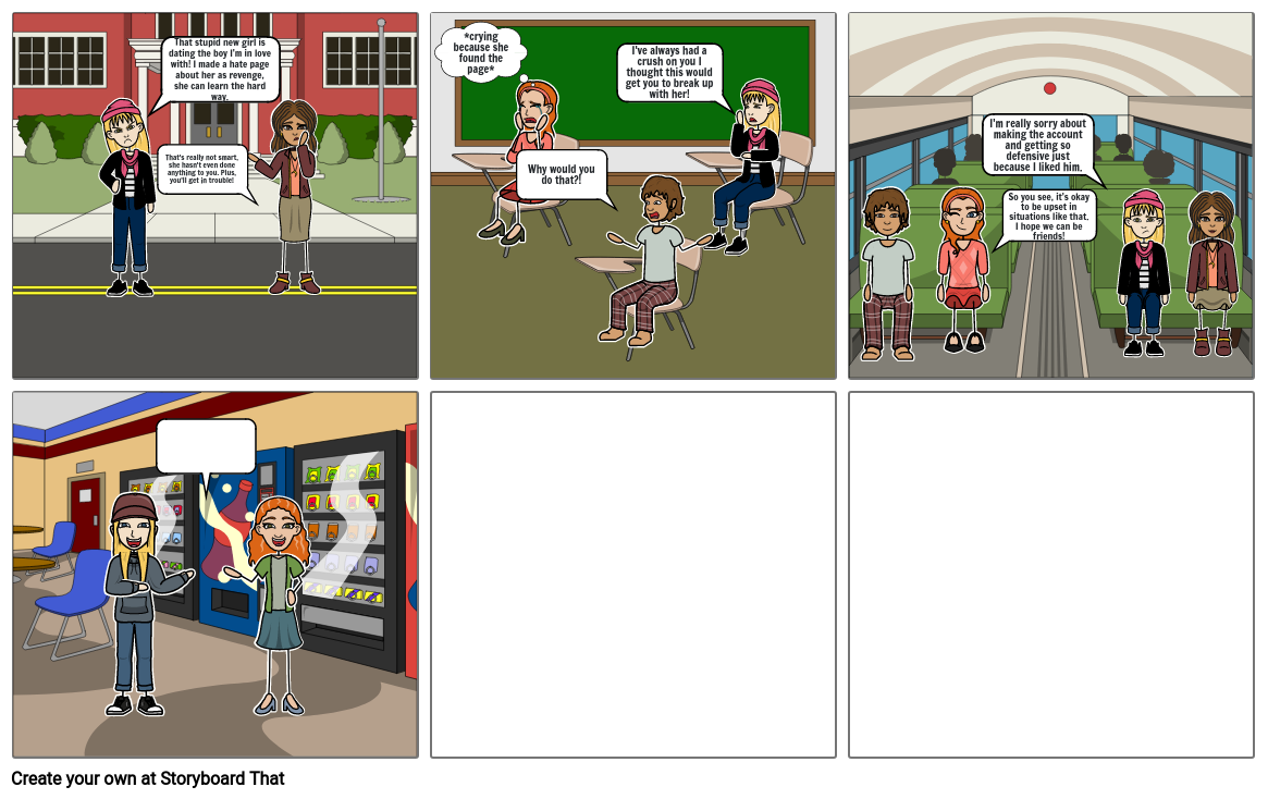 Jealousy Cyberbullying Story Storyboard by 3843ca8d