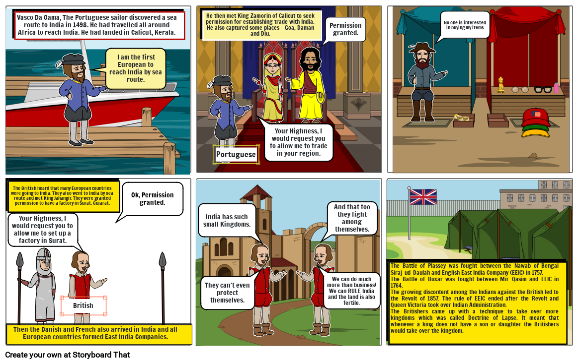 The Voyage of Vasco Da Gama to India Storyboard