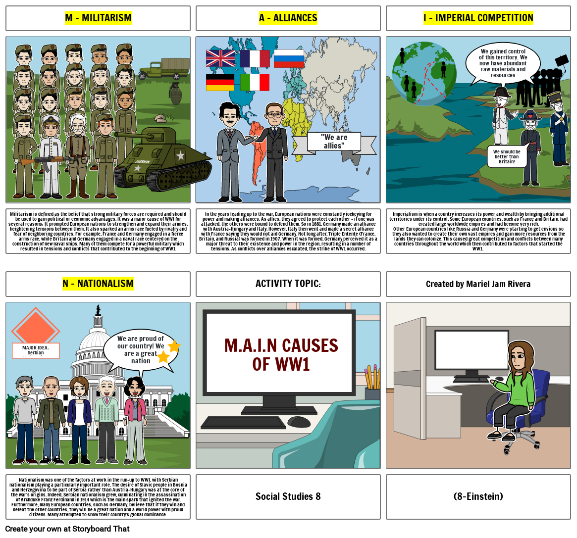 What are the 4 causes of WWI Storyboard por 38f13f11