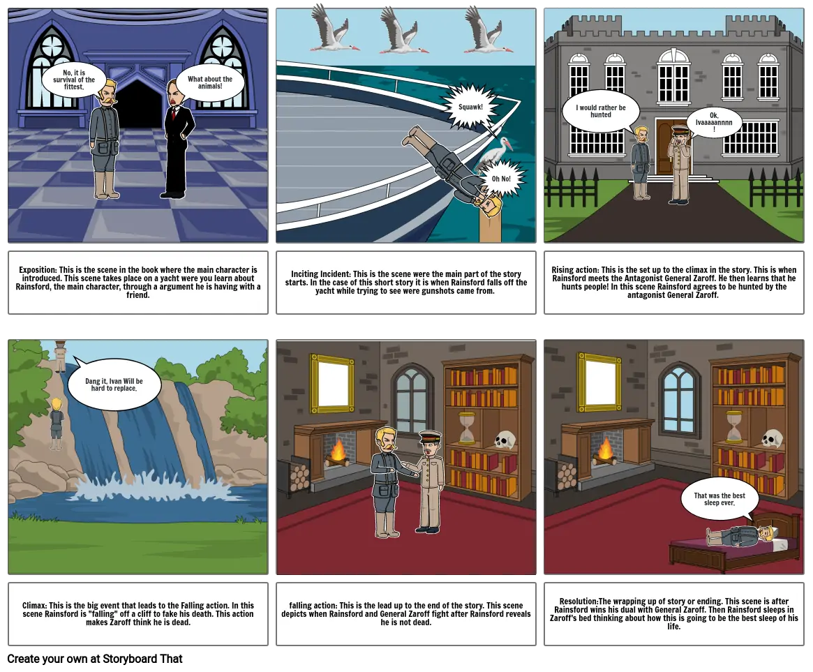 RJ Keating&#39;s storyboard on &quot;The Most Dangerous Game&quot;