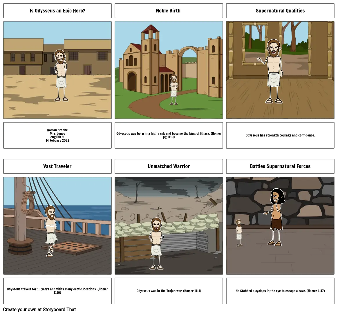 Odysseus epic hero storyboard