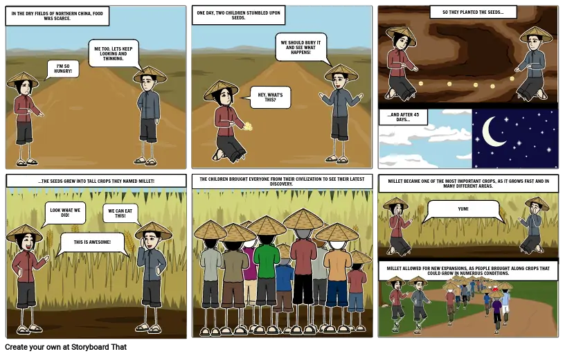 story board depicting the life of a crop