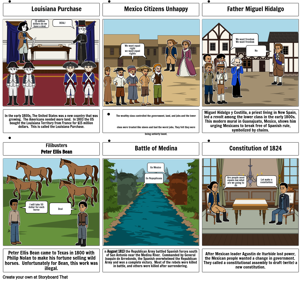 Mexico Gains Independence Storyboard by 3bf3072d