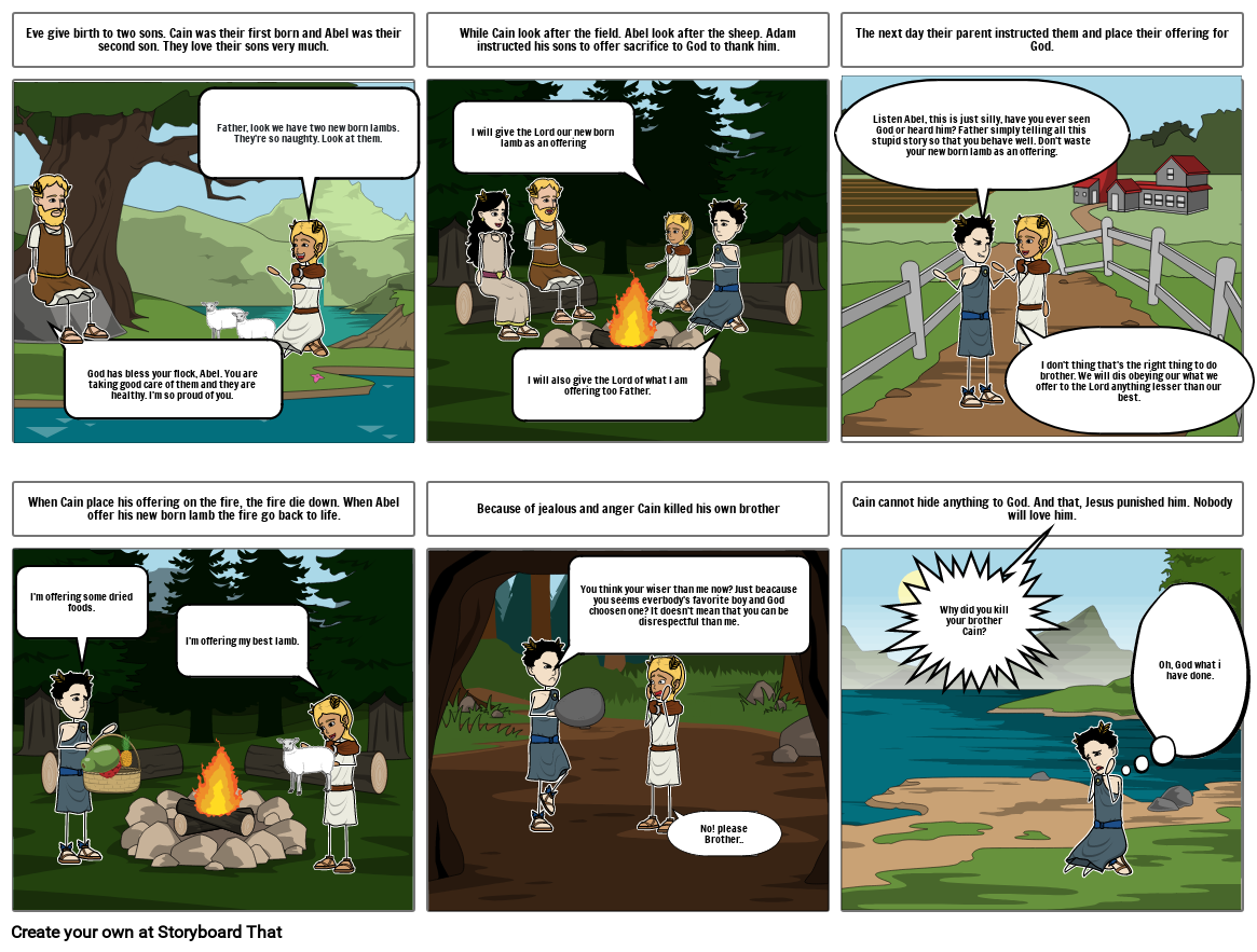 CAIN AND ABEL STORY Storyboard por 3d7c8b6c