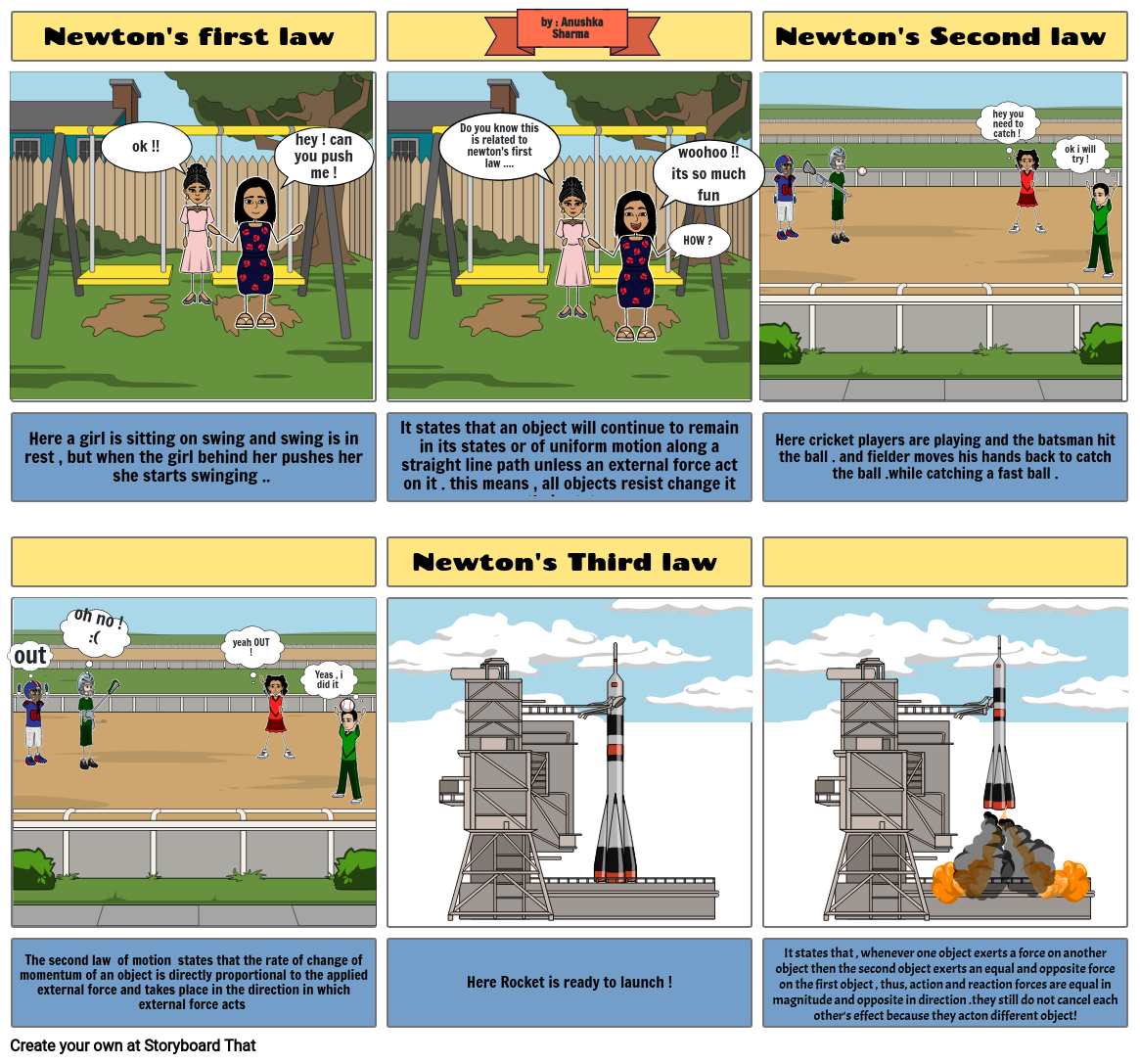 Comic on Newton's law of motion Storyboard by 3fc5989c