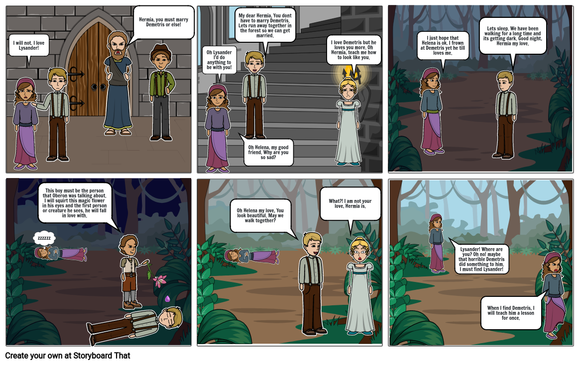 Comic Strip Midsummer Nights Dream Storyboard