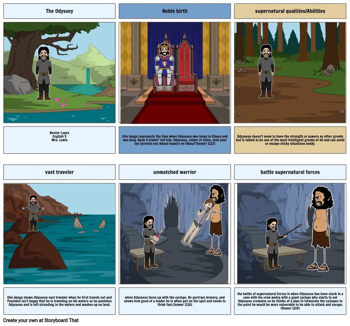 epic hero storyboard