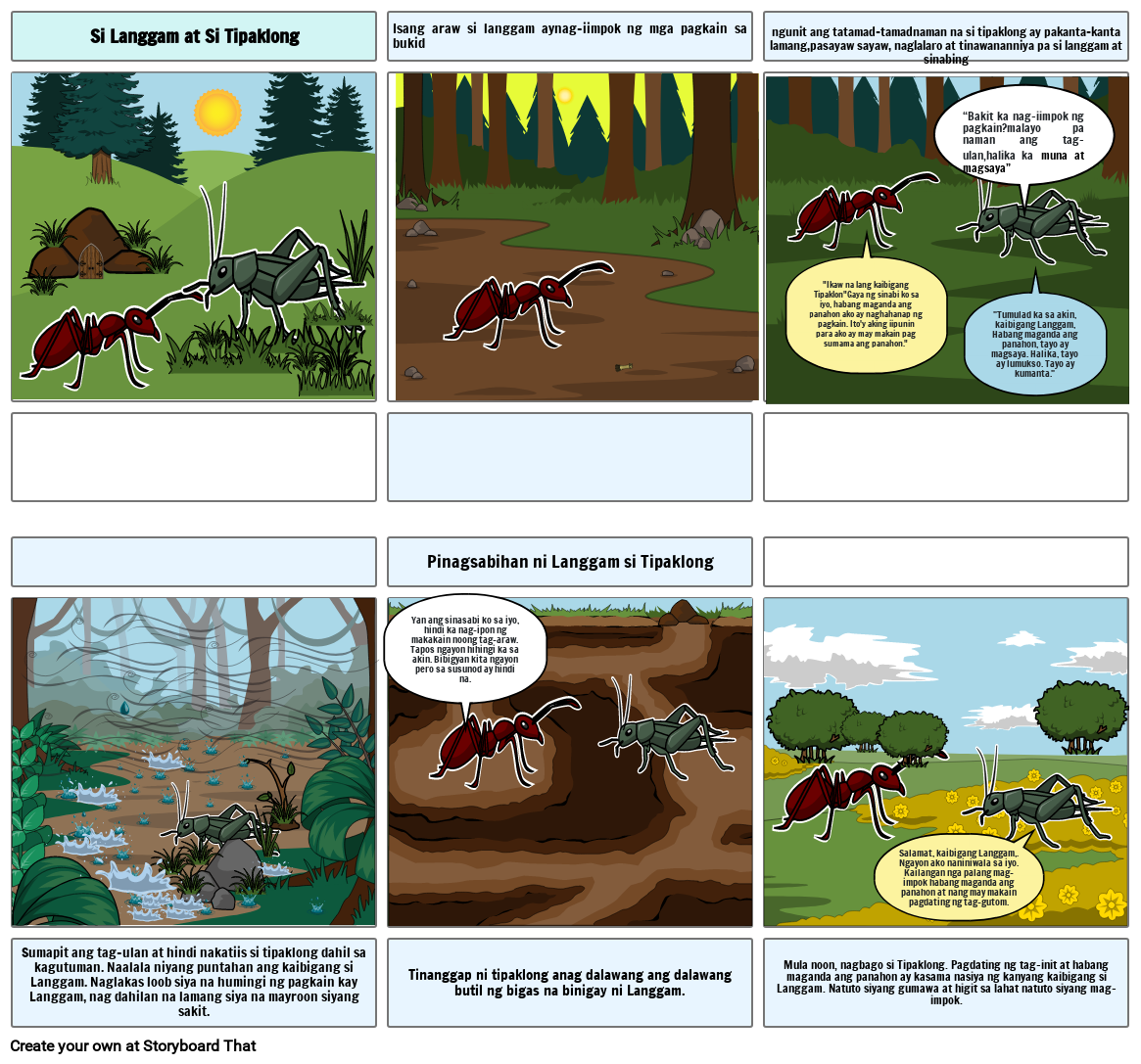 Langgam Insect Si Langgam at Si Tipaklong Storyboard by 41b49c21