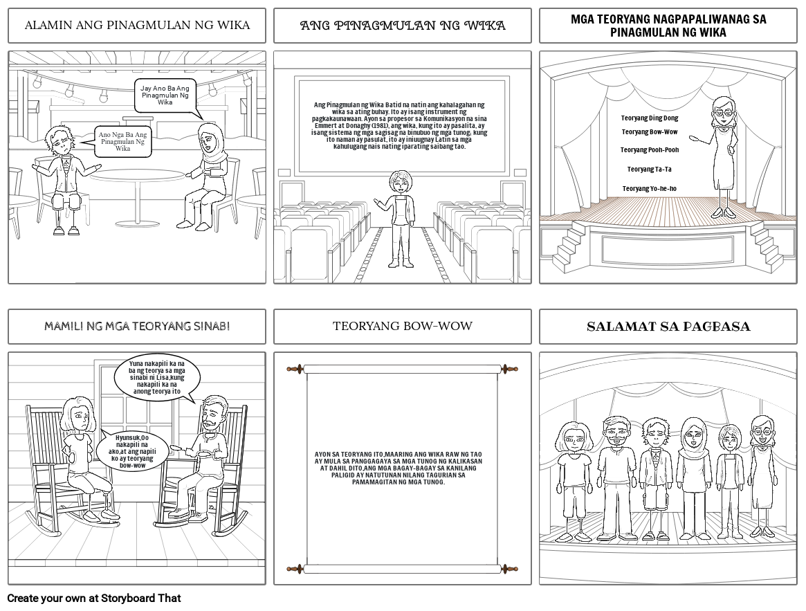 STORYBOARD NG TEORYA AT PINAGMULAN NG WIKA