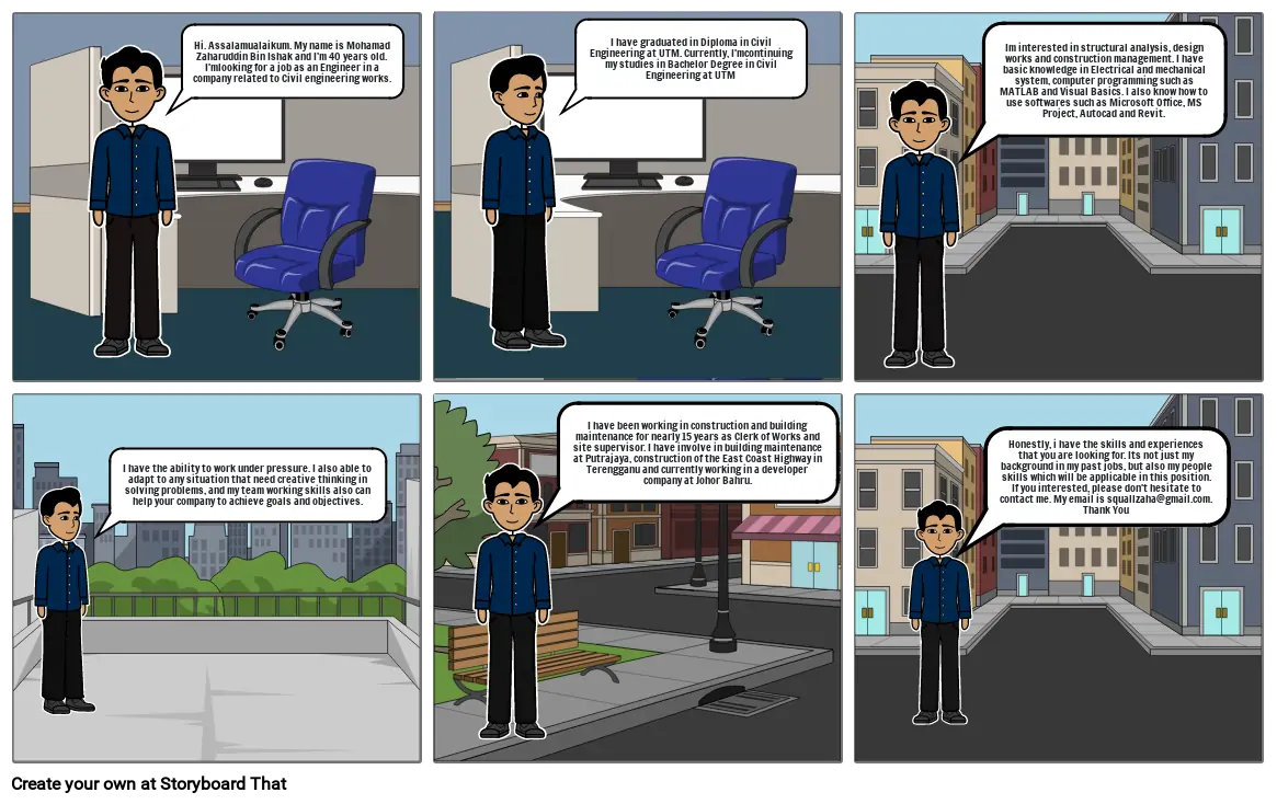 Storyboard For Video Resume - Mohamad Zaharuddin Bin Ishak