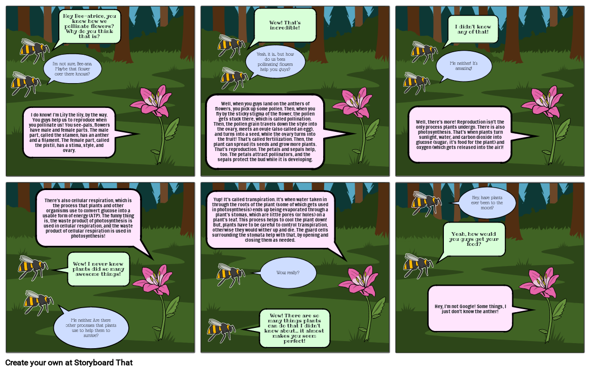 Photosynthesis, Respiration, Transpiration, and Reproduction in Plants - Comic 