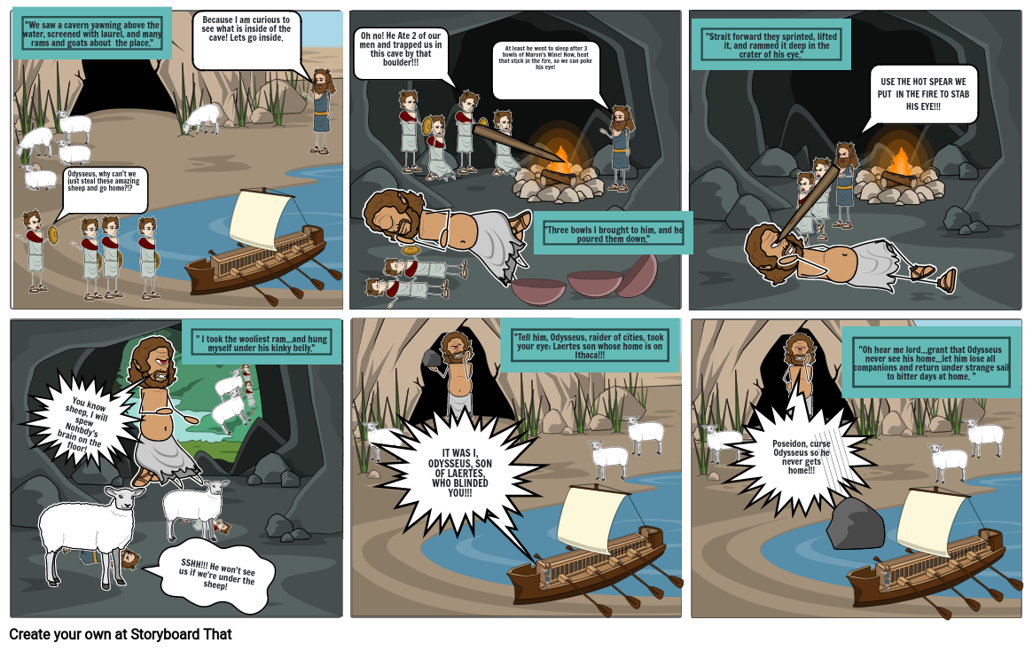 Odysseus's Journey and Cyclops Storyboard by 444edd68