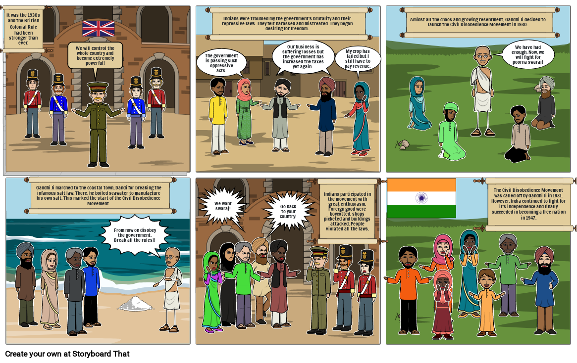 Civil disobedience movement Storyboard por 47125a5c