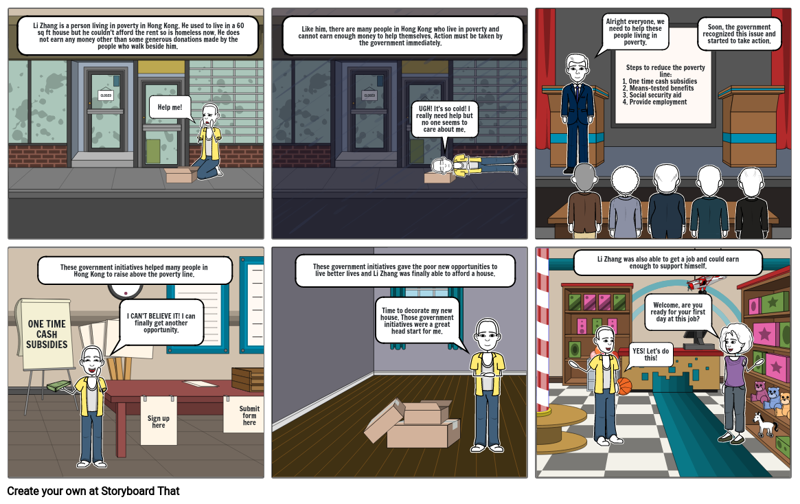 Poverty in HK Comic Strip Storyboard by 477c010d