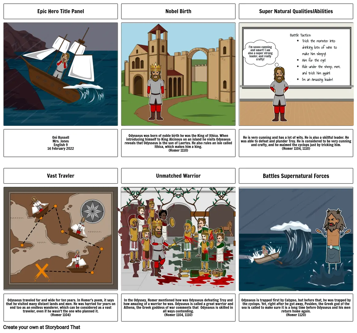 The Odyssey Epic Hero Story Board - Oni Russell