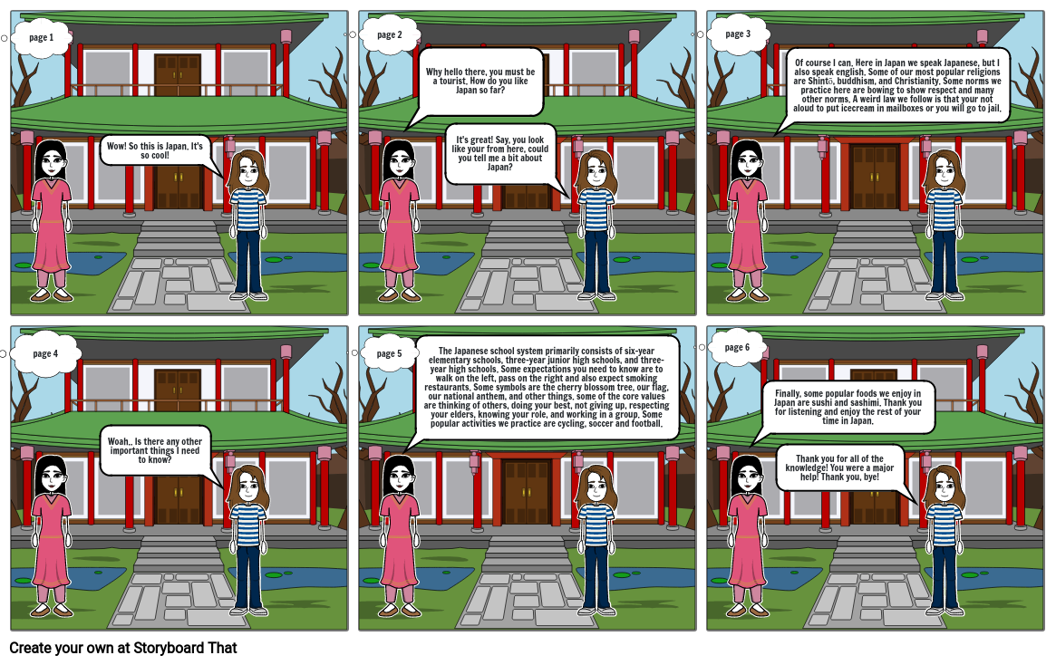 Japan and US culture Storyboard by 47cb705e