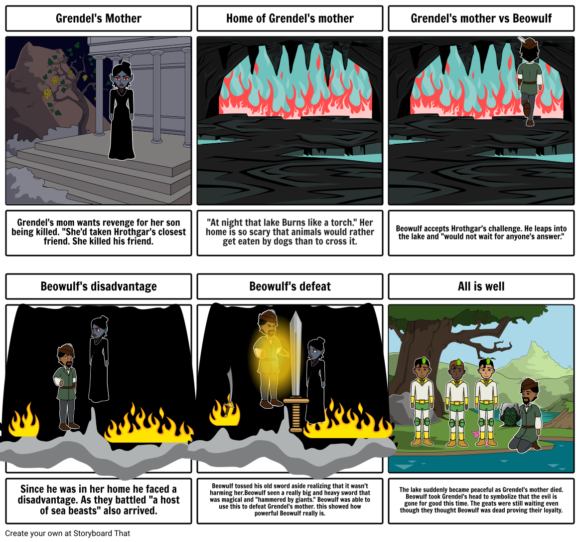 Beowulf Section 4 & 5 Storyboard by 47f4fd82