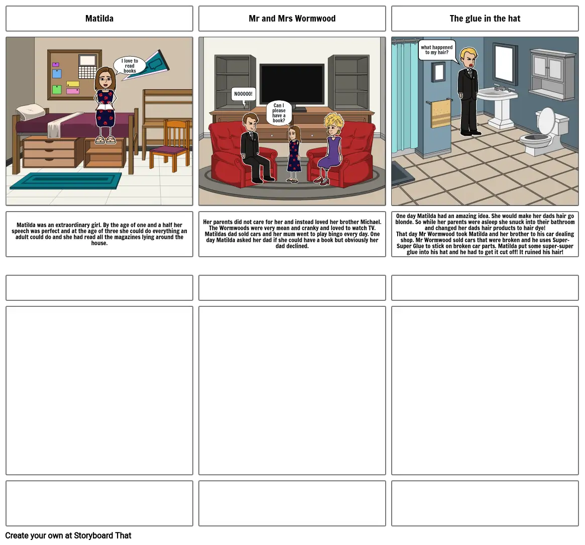 Matilda storyboard