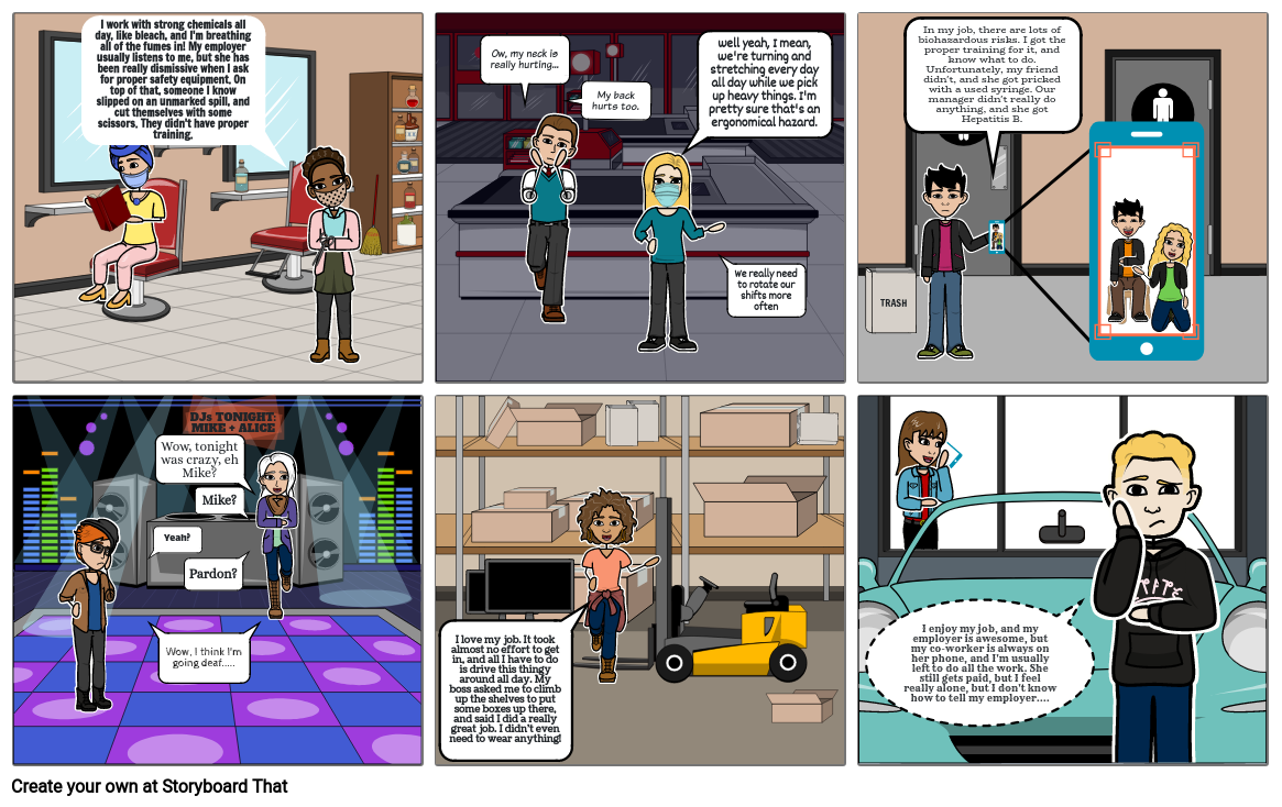 Workplace Safety Hazards Storyboard by 49b47a75