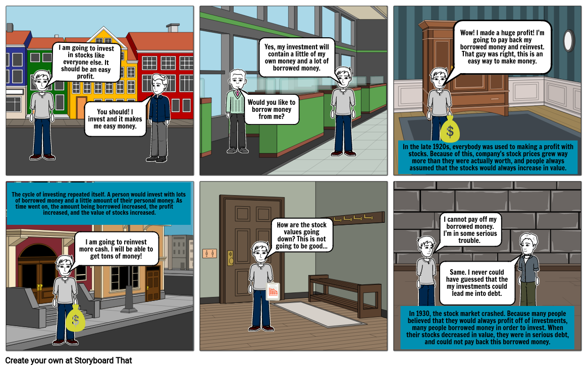 Causes of Great Depression Comic Storyboard por 49cff592