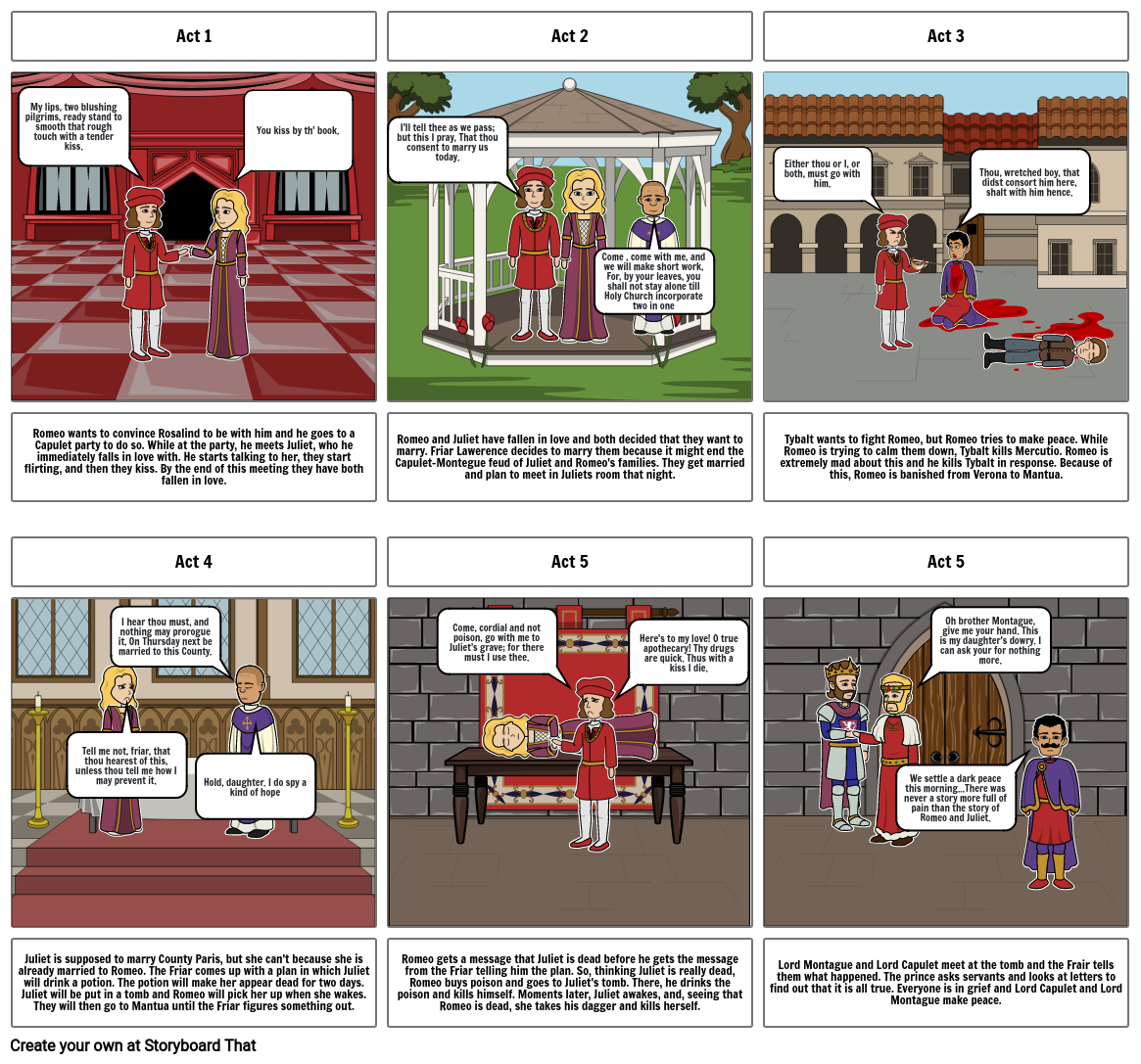 Romeo and Juliet Storyboard Storyboard by 49eb8baa