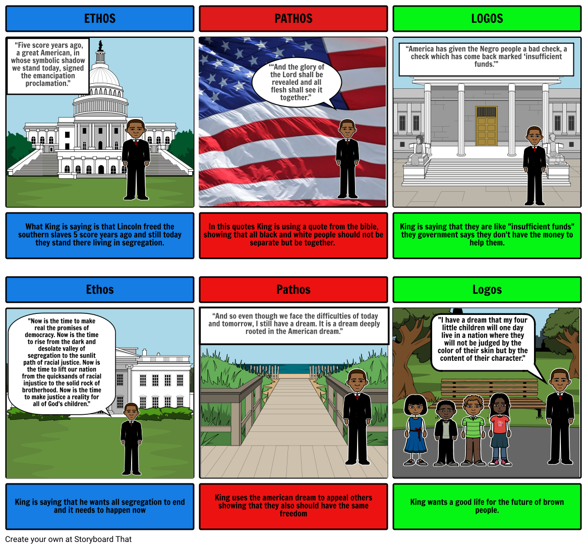 Martin Luther King Jr I Have A Dream Speech Storyboard