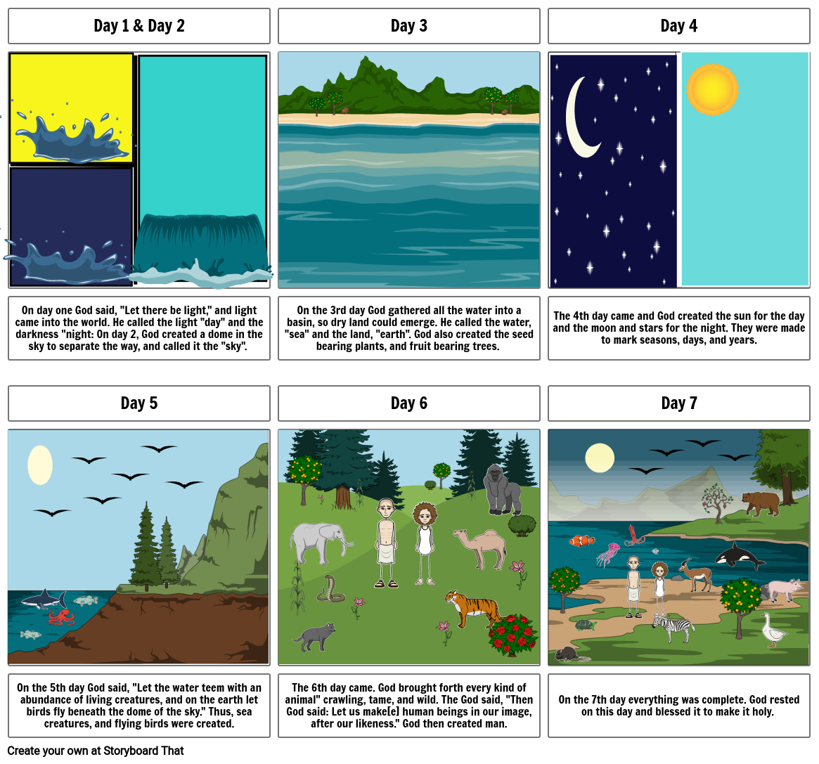 Creation Story Storyboard by 4a944fc2