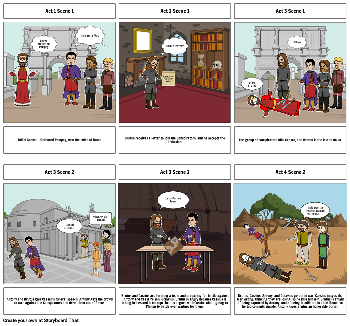 Julius Caesar Major events Storyboard by 4b0b9b88