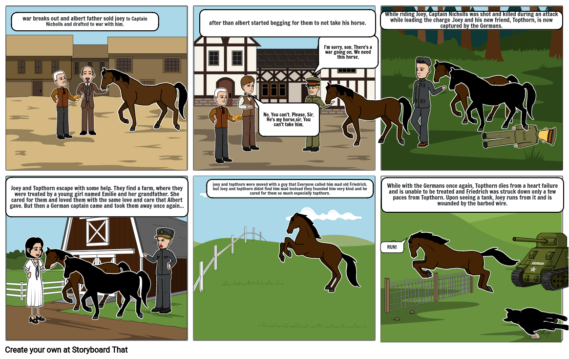 War Horse Story horse homework Storyboard by 4d3e94cf