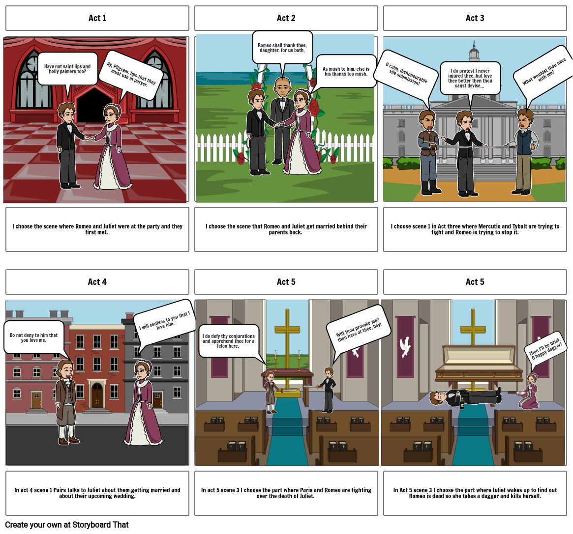 Romeo and Juliet Storyboard Project Storyboard