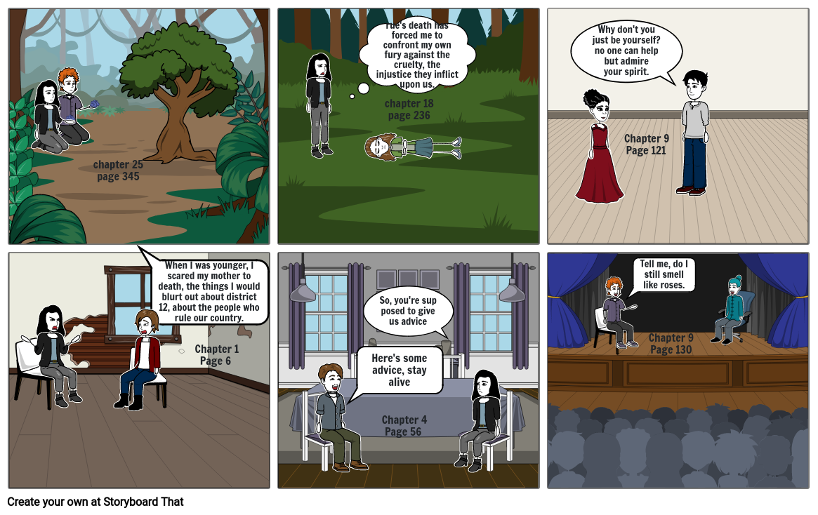 hunger games comic strip quotations/scenes Storyboard