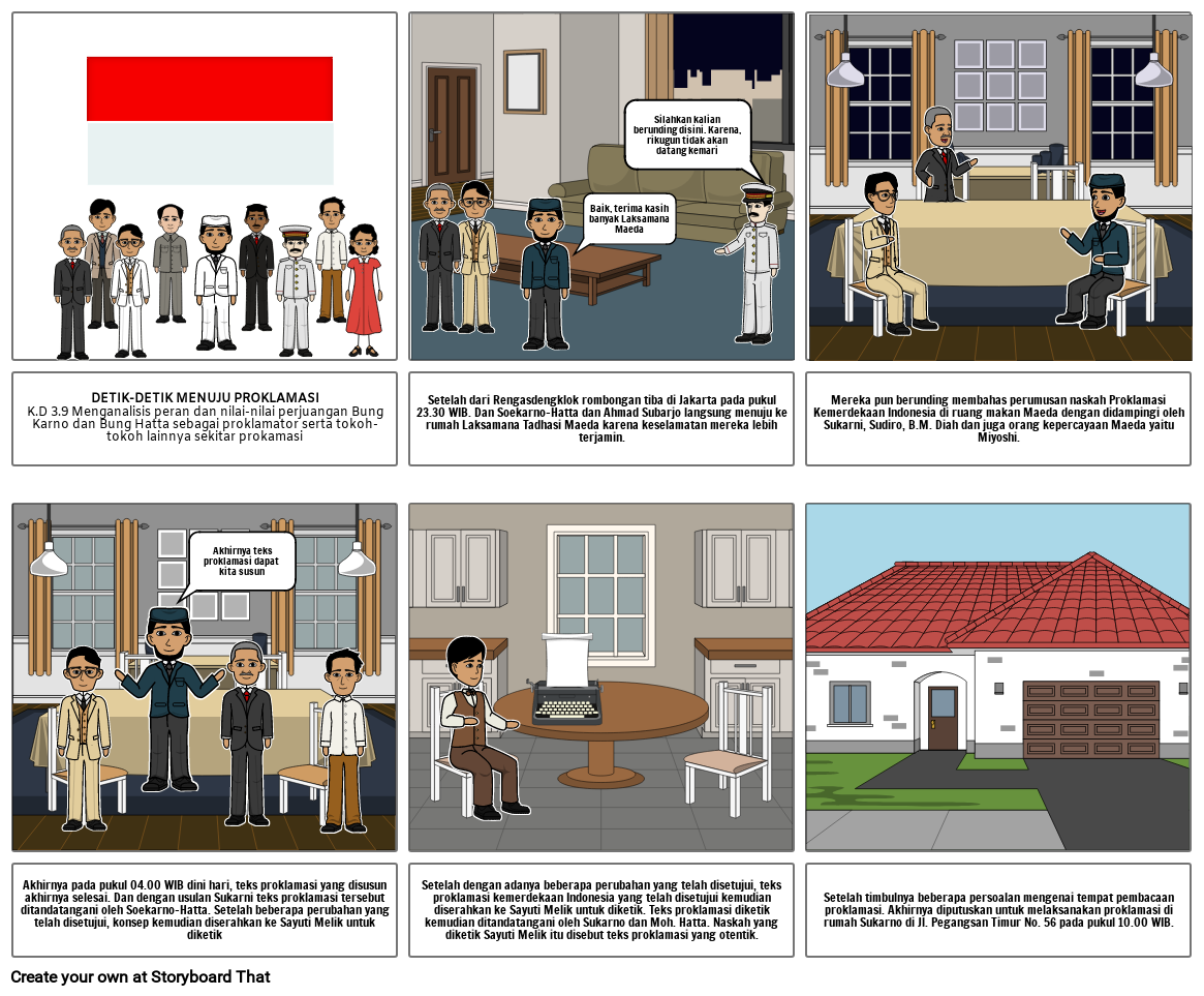 Peristiwa Pembacaan Teks Proklamasi Storyboard