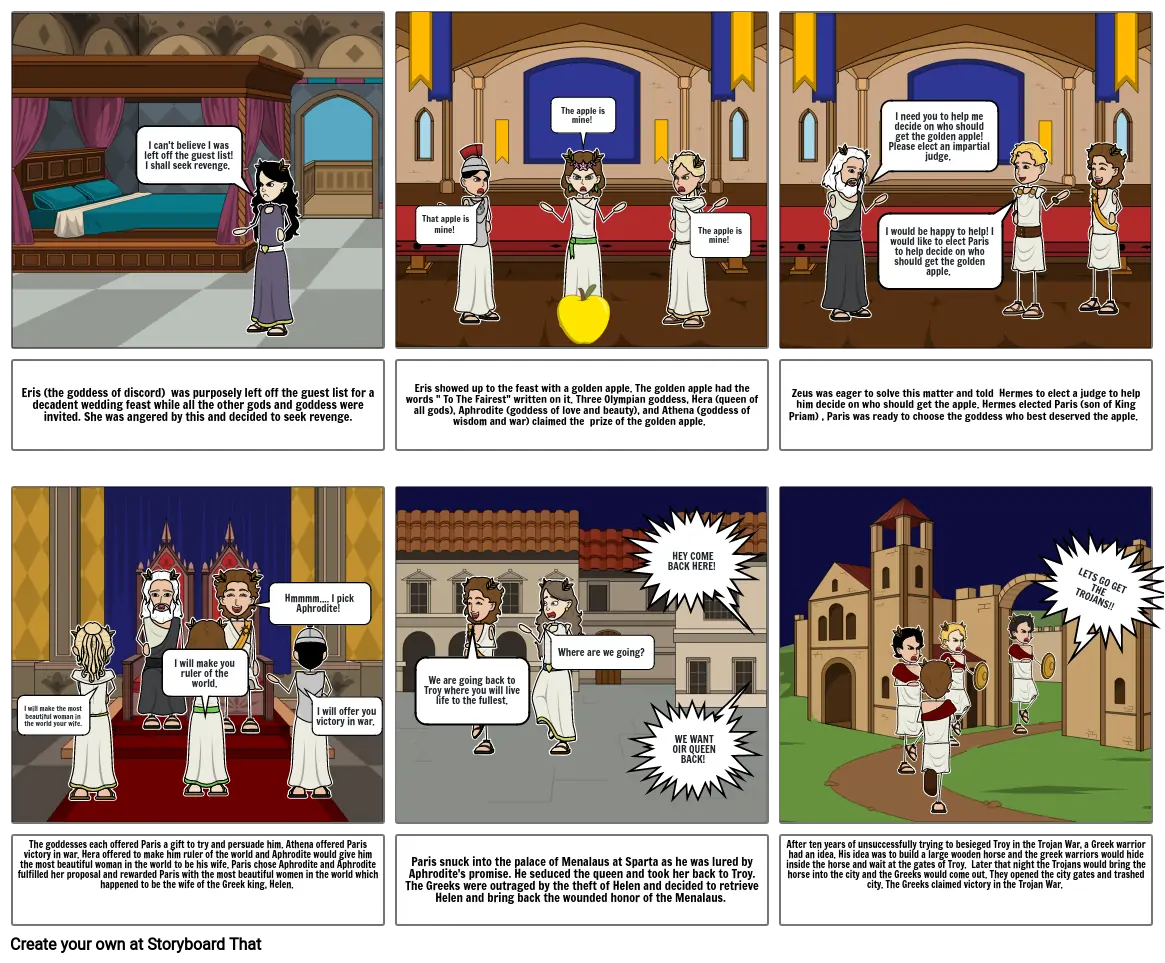 The Judgment Of Paris And The Trojan War Storyboard