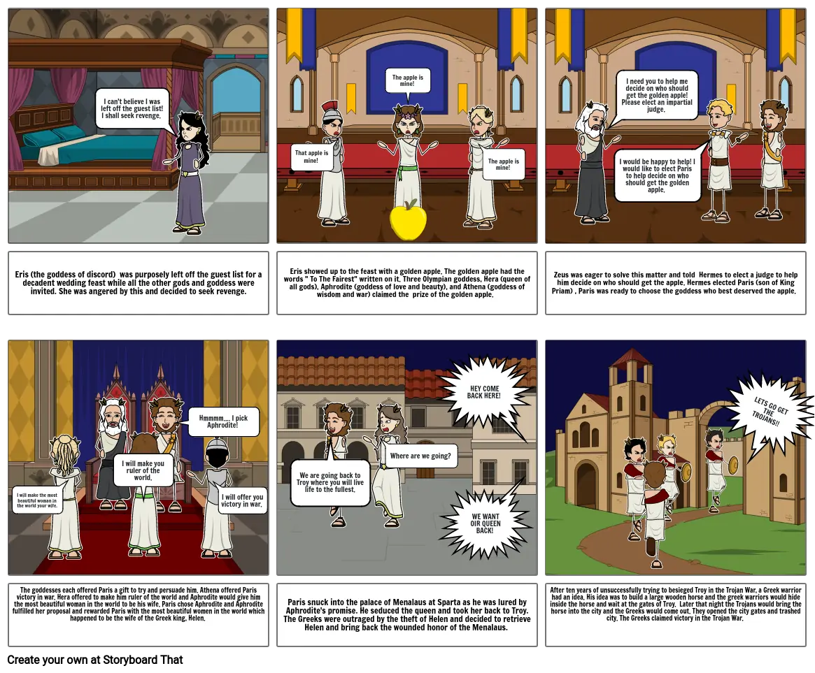The Judgment of Paris and The Trojan War Storyboard