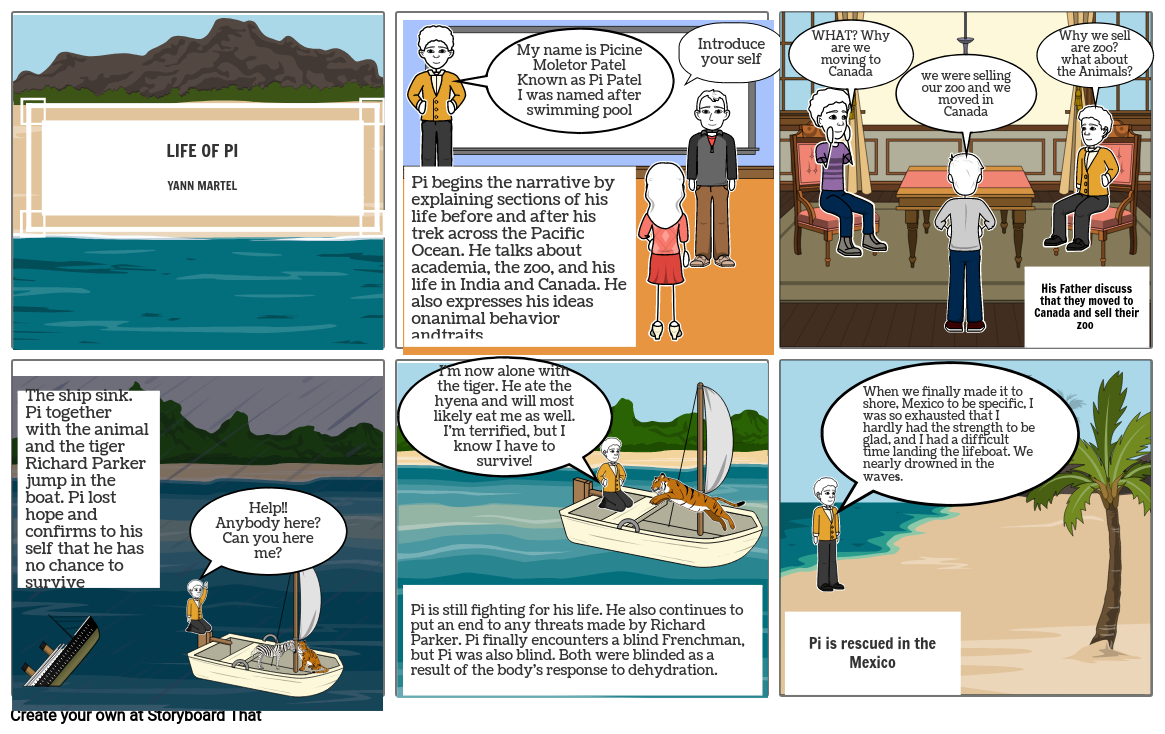 Life of Pi Story Board Storyboard by 52d451dc