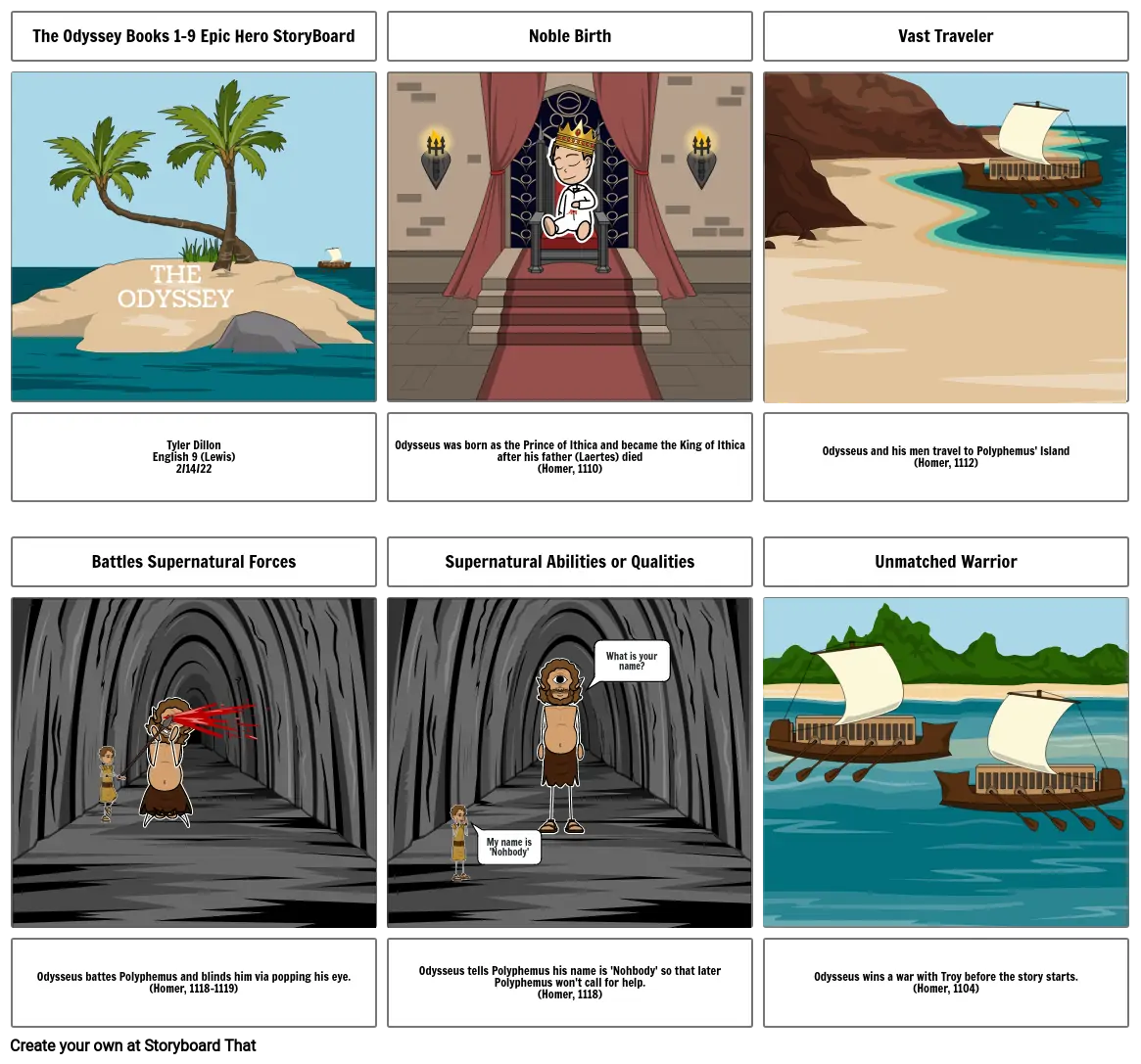 (Tyler D.) Period 5 - Storyboard The Odyssey Epic Hero