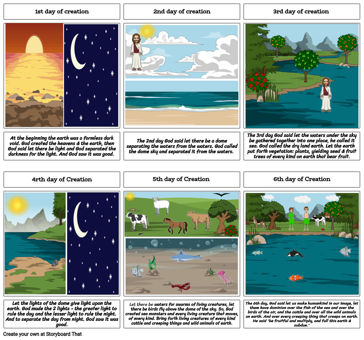7 Days of Creation - Comic Strip Storyboard by 5340e2e4