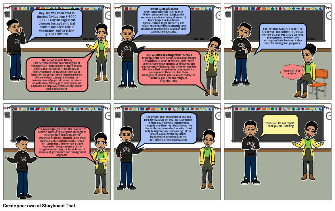 Evolution of Management Theory Storyboard by 567cb71d