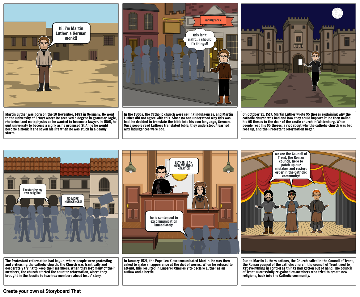 Religion storyboard - Martin Luther Storyboard