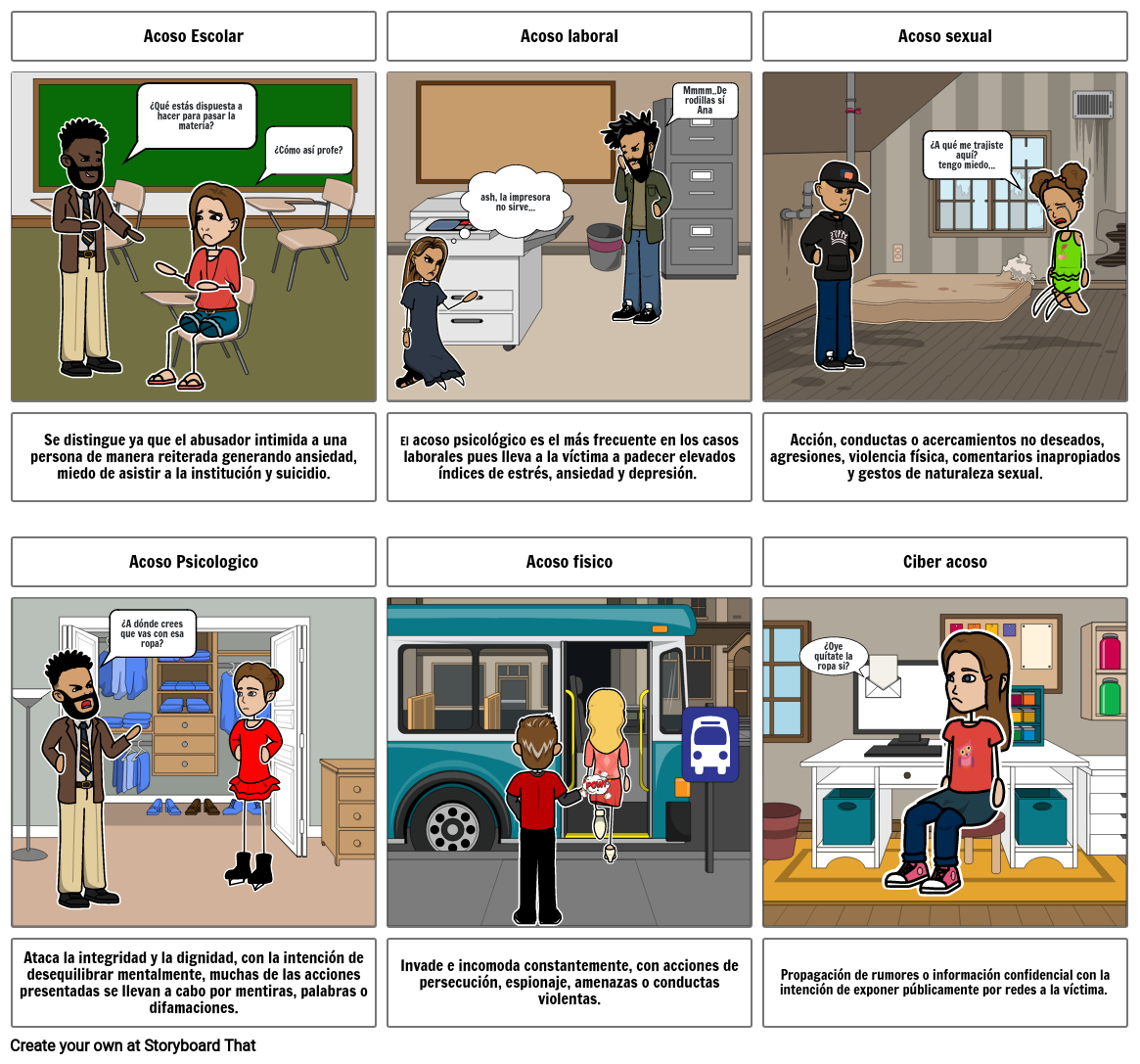 Tipos De Acoso Storyboard Storyboard By 577d0be1